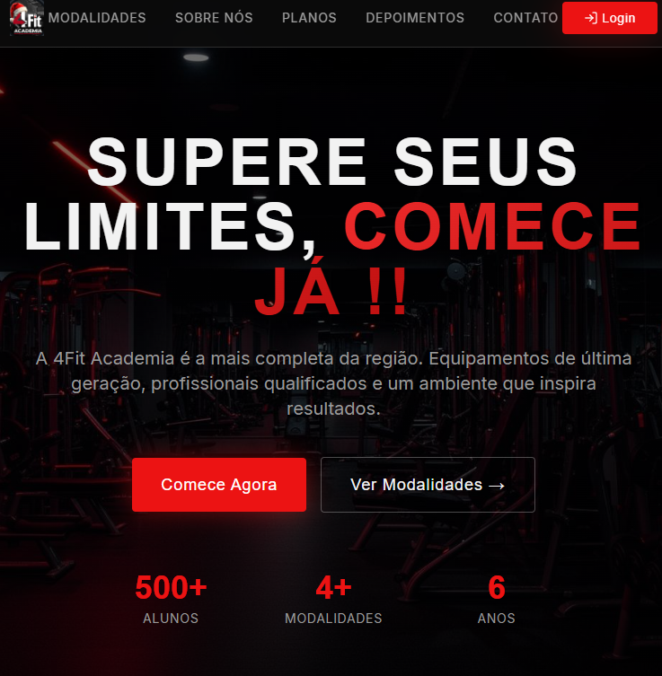 Preview do site Site Academia 