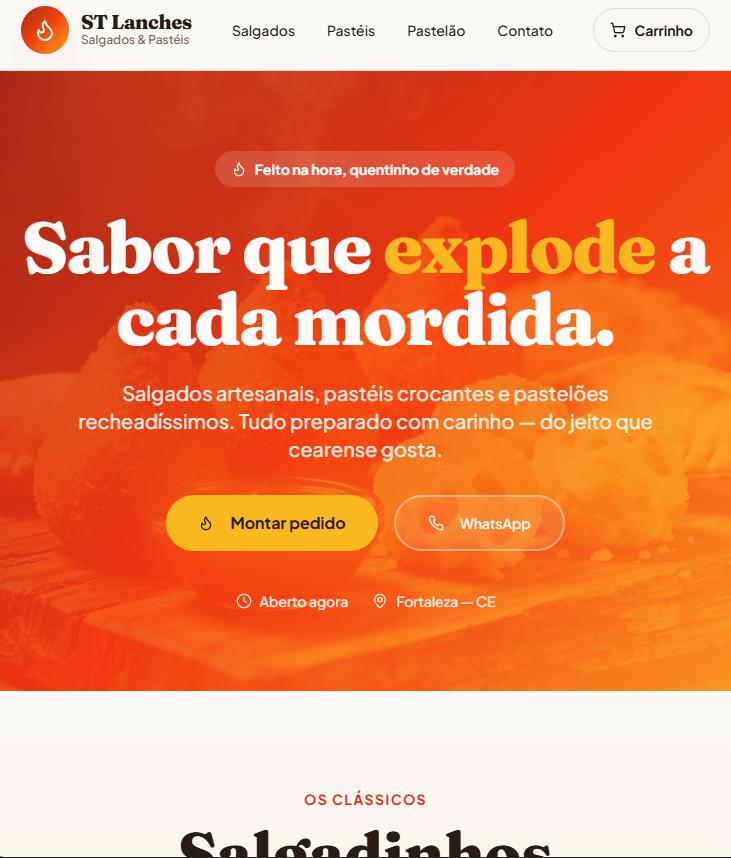 Preview do site ST Lanches